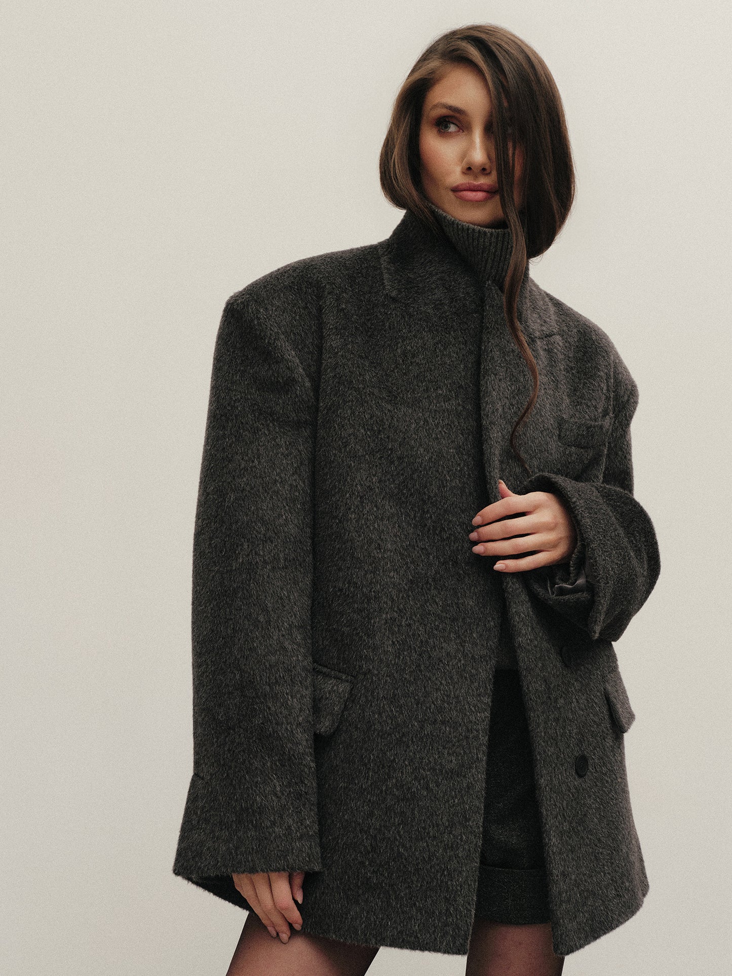 Oliver loose fit winter jacket in  alpaca suri blend