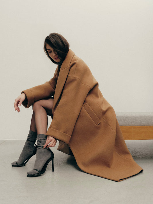 Siena winter belted coat in insulated wool