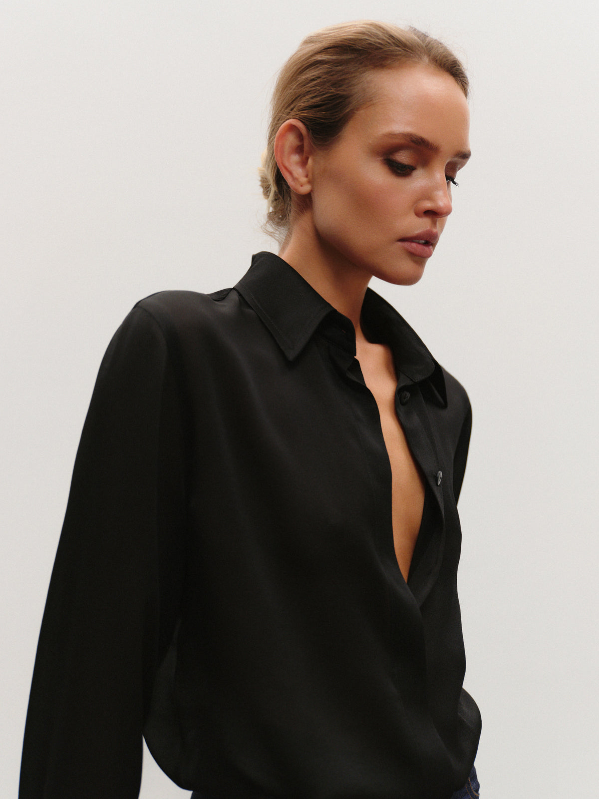 Black silk loose fit shirt