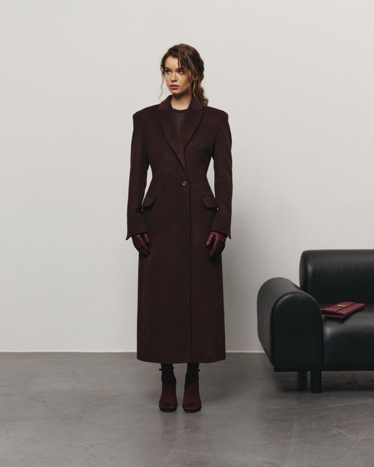 Tailored wool cashmere maxi coat