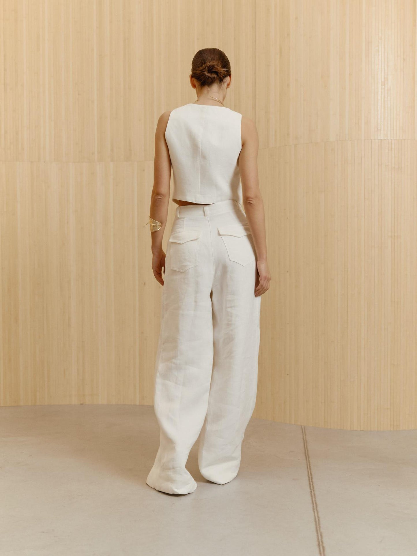 Wide leg cotton linen blend palazzo pants