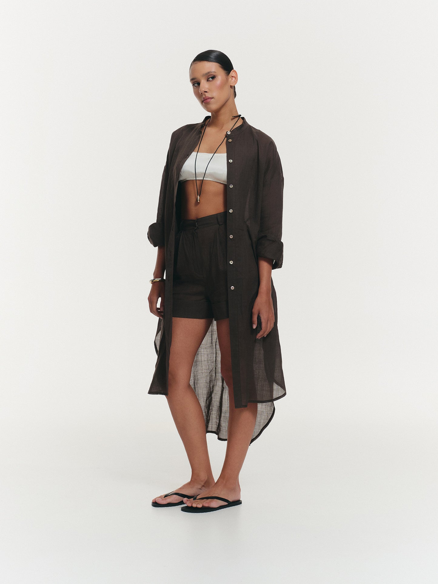 Relaxed fit tunic shirt with boxer shorts