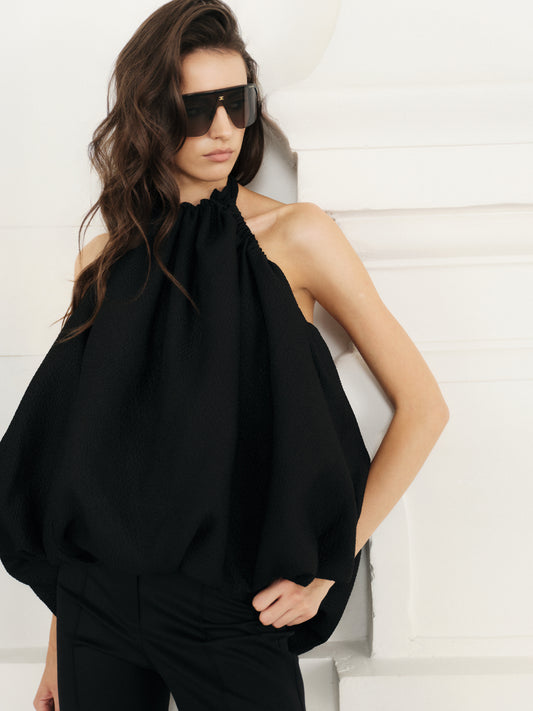Statement volume silk halter top