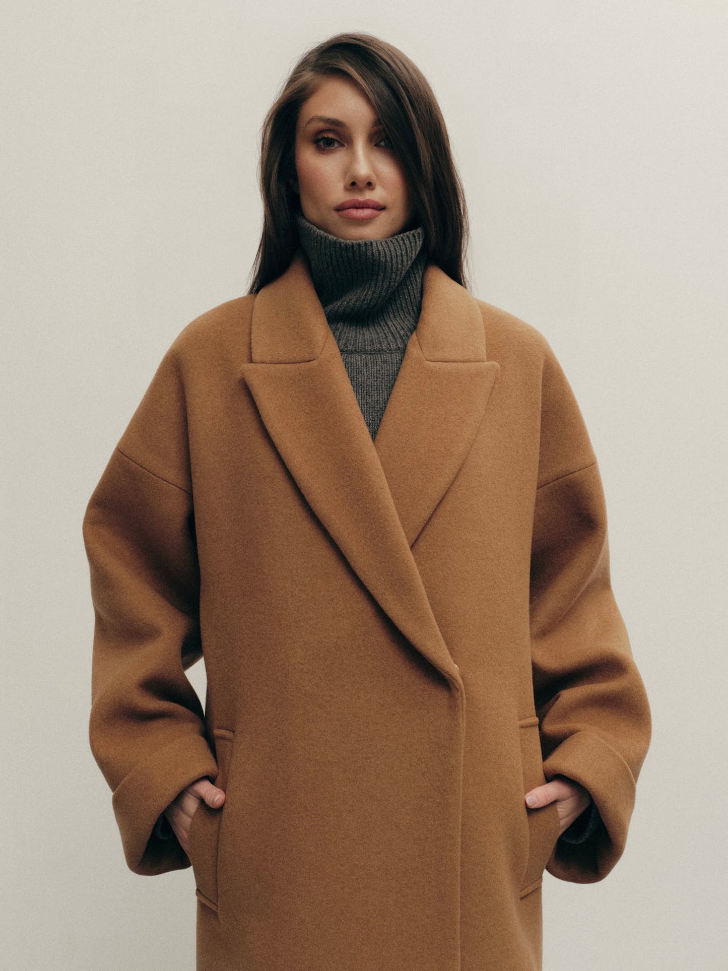 Siena winter belted coat in insulated wool