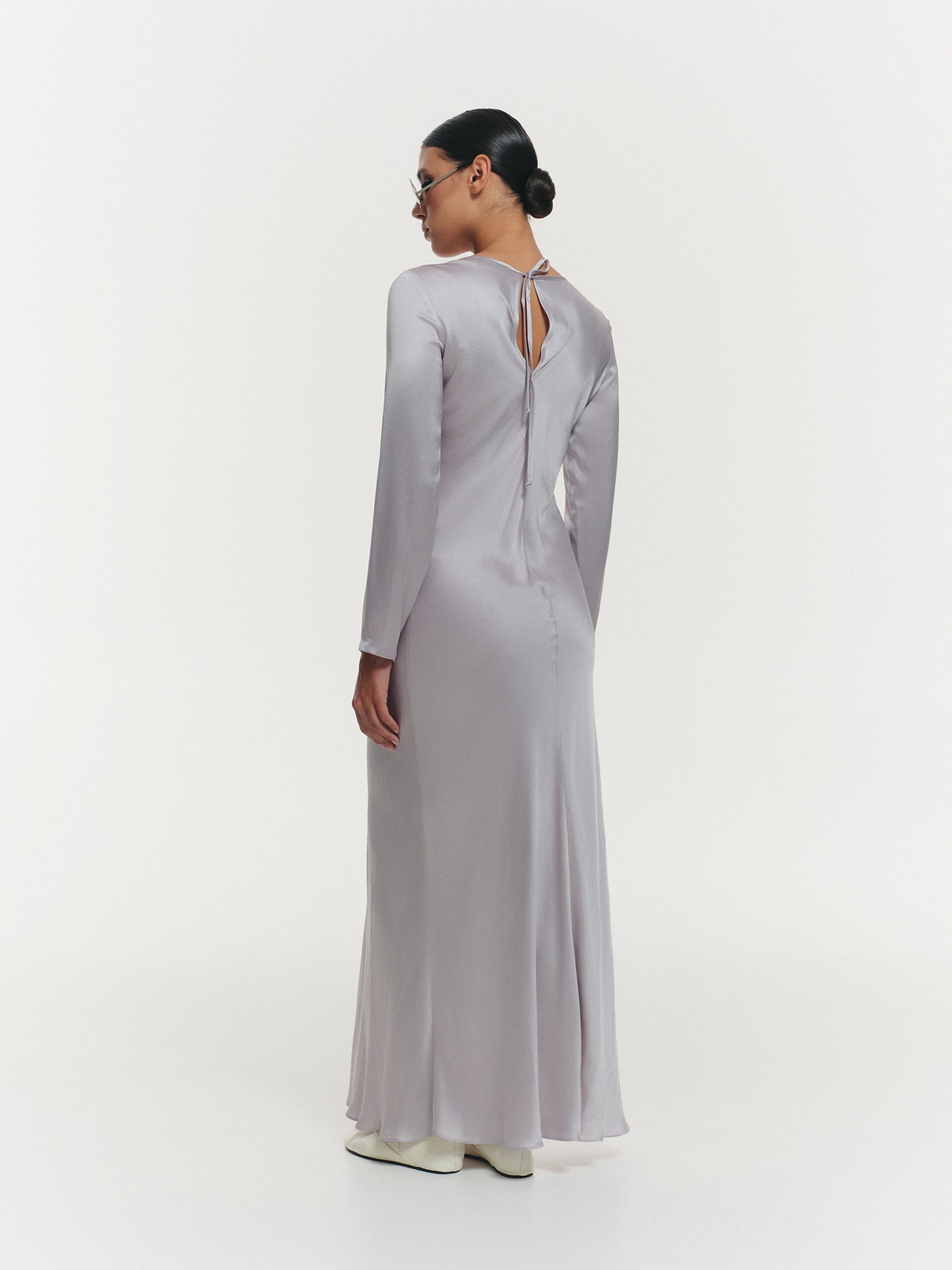 Long-sleeve maxi viscose slip dress