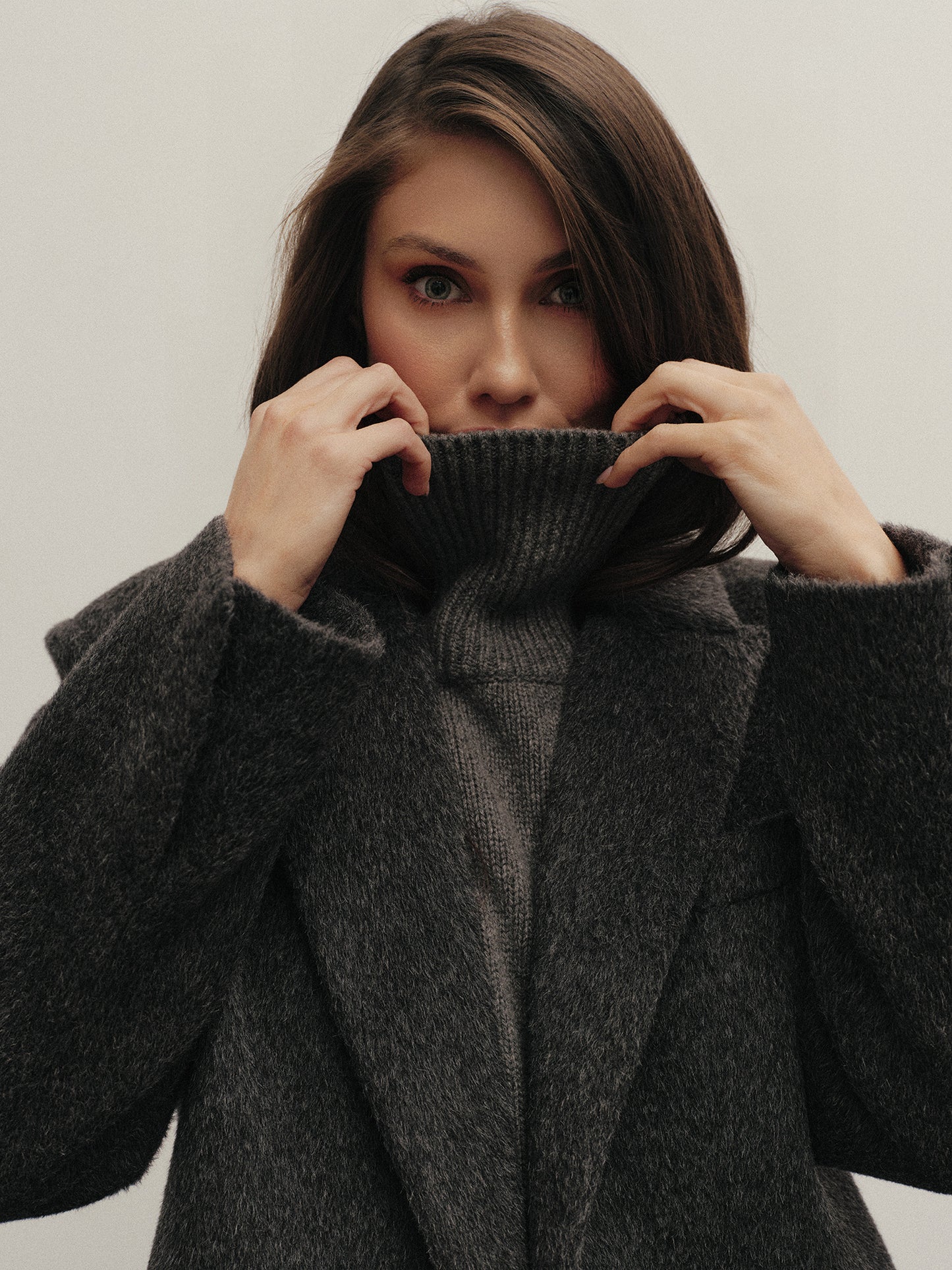 Blake relaxed fit belted winter coat in alpaca wool