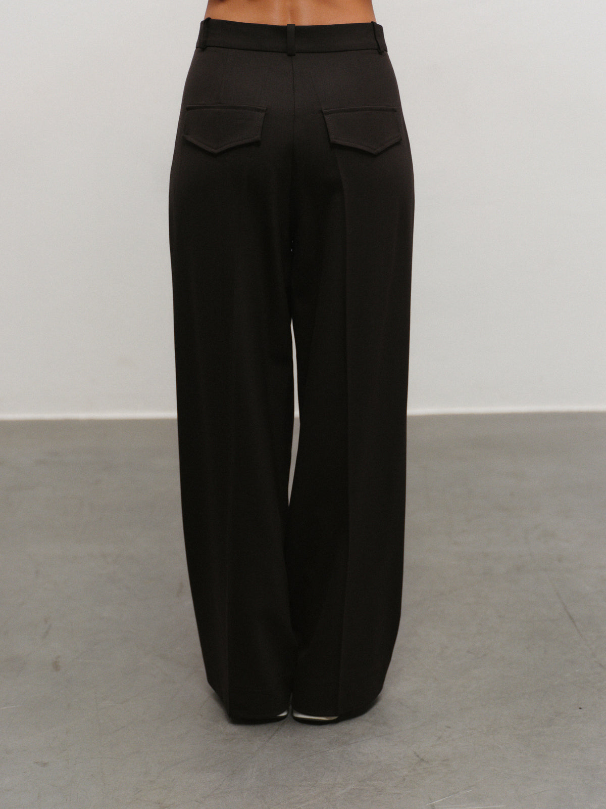 Noah wide leg palazzo pants in dark chocolate wool