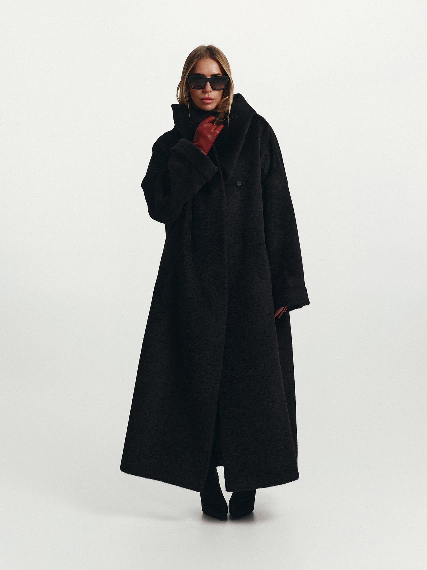 Tokyo volume maxi winter alpaca coat with belt