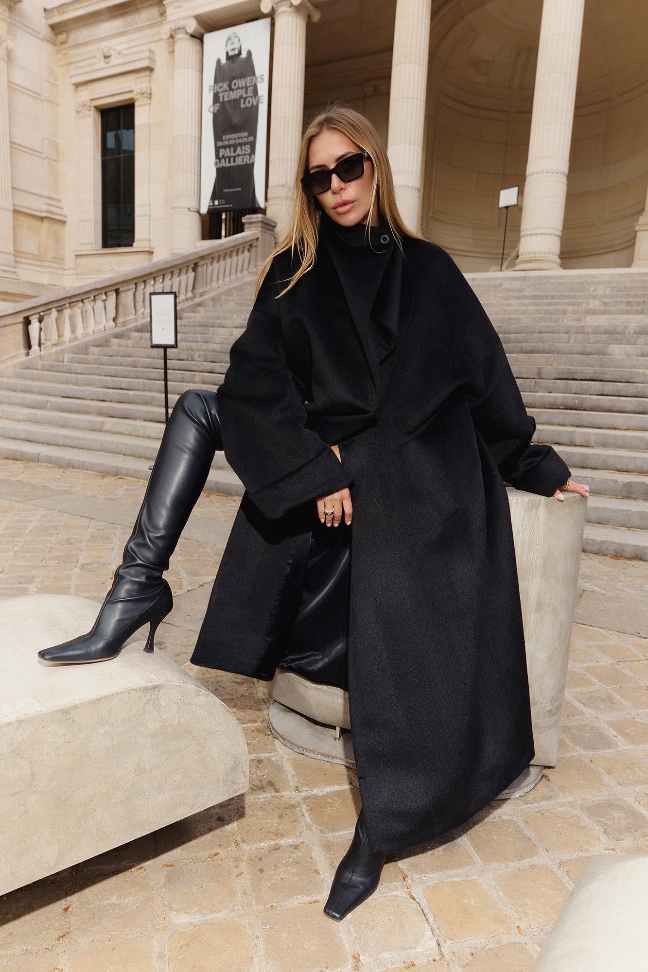 Tokyo volume maxi winter alpaca coat with belt