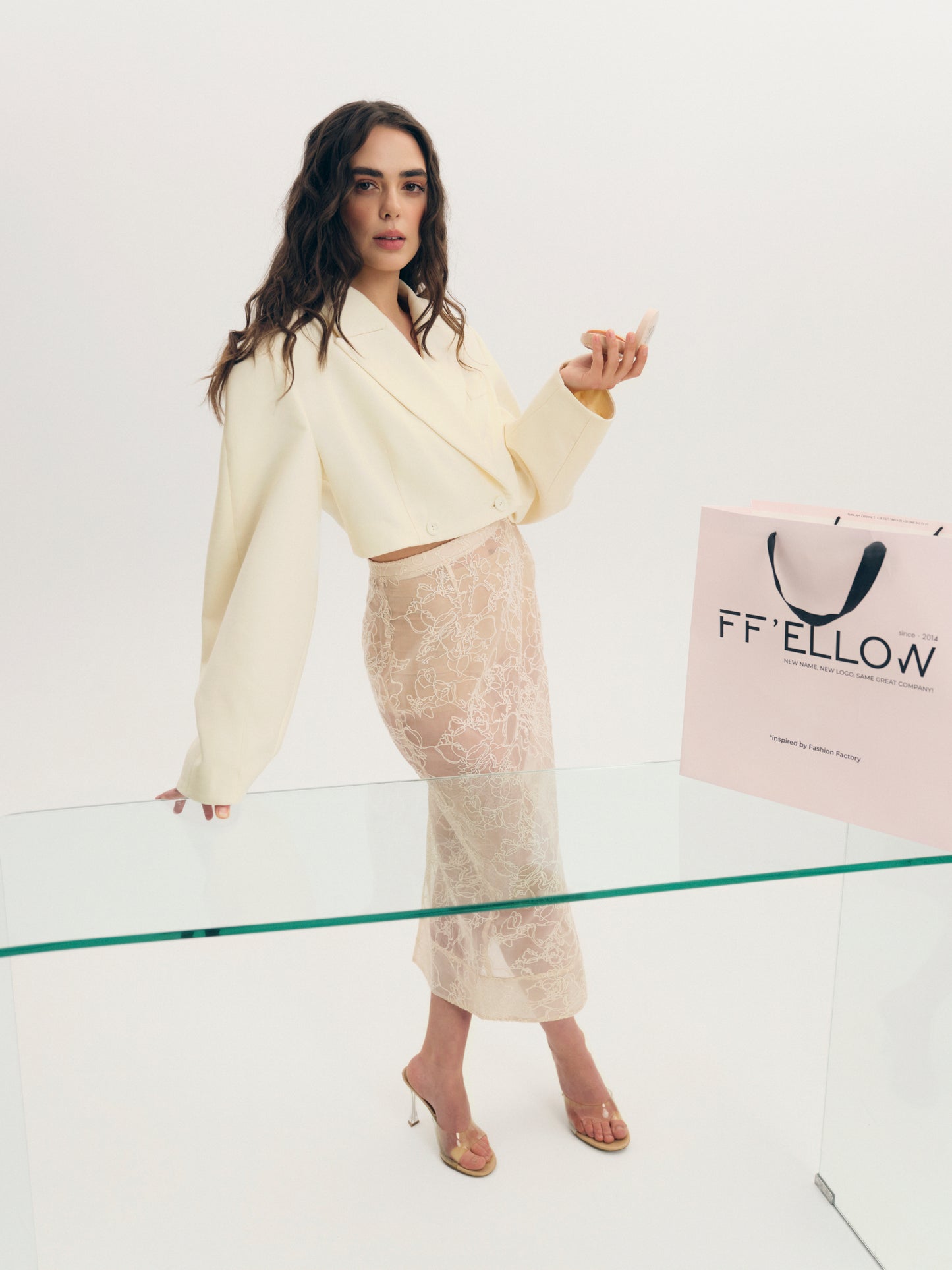 Embroidered silk organza skirt with nude undershorts