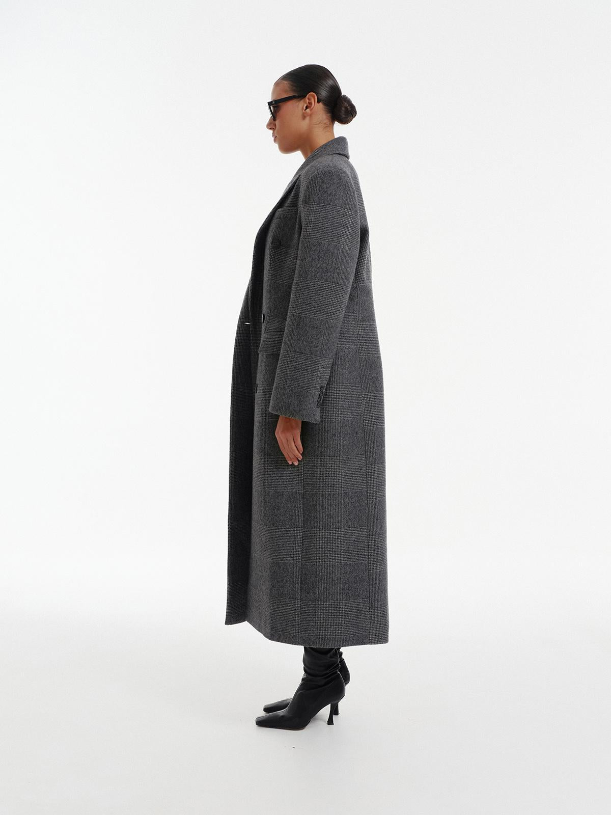 Franky muted check wool overcoat