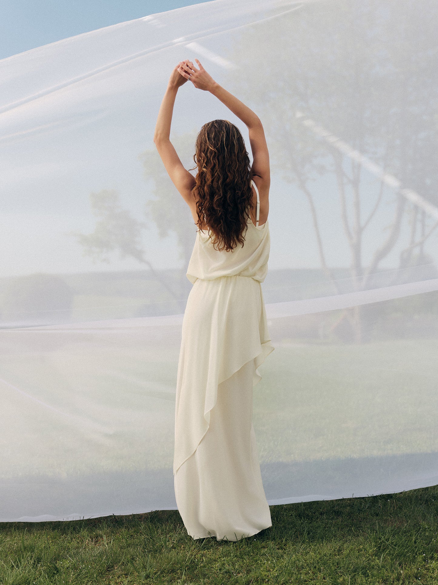 The Muse maxi layered silk skirt with matching tank top