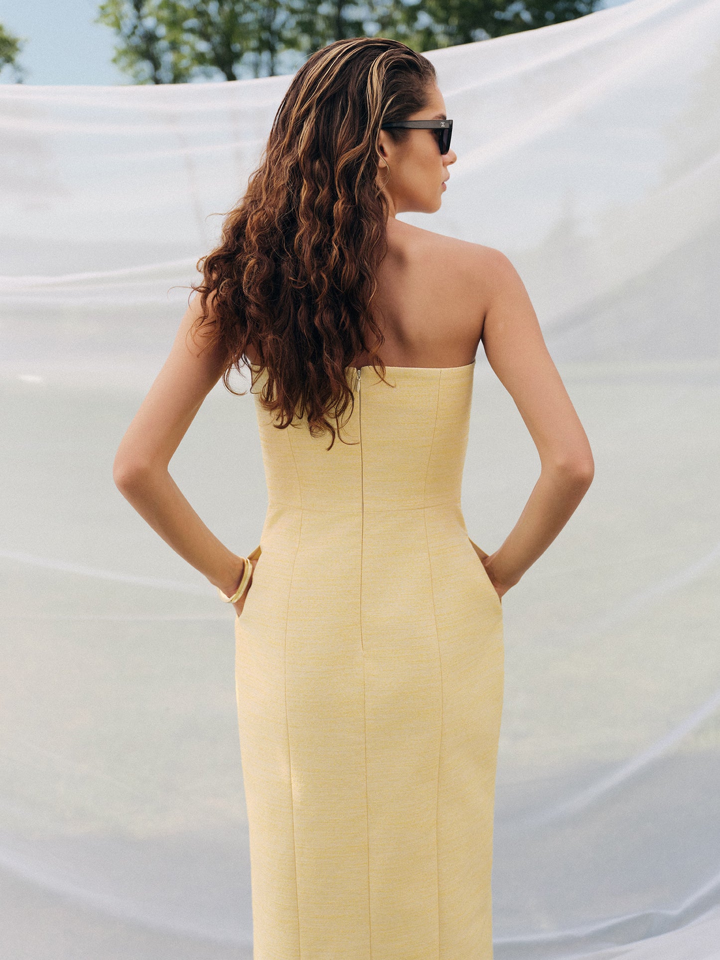 Eva bandeau-style midi dress