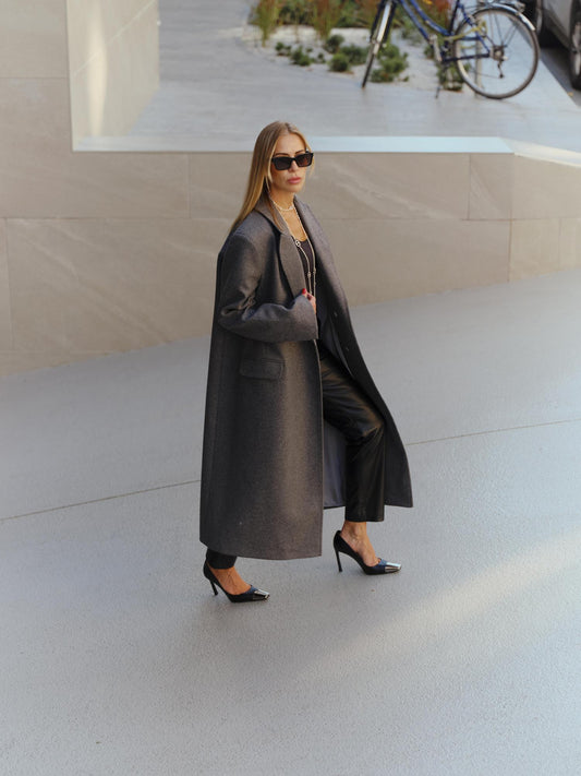 Rachel loose fit coat in structured wool cashmere blend