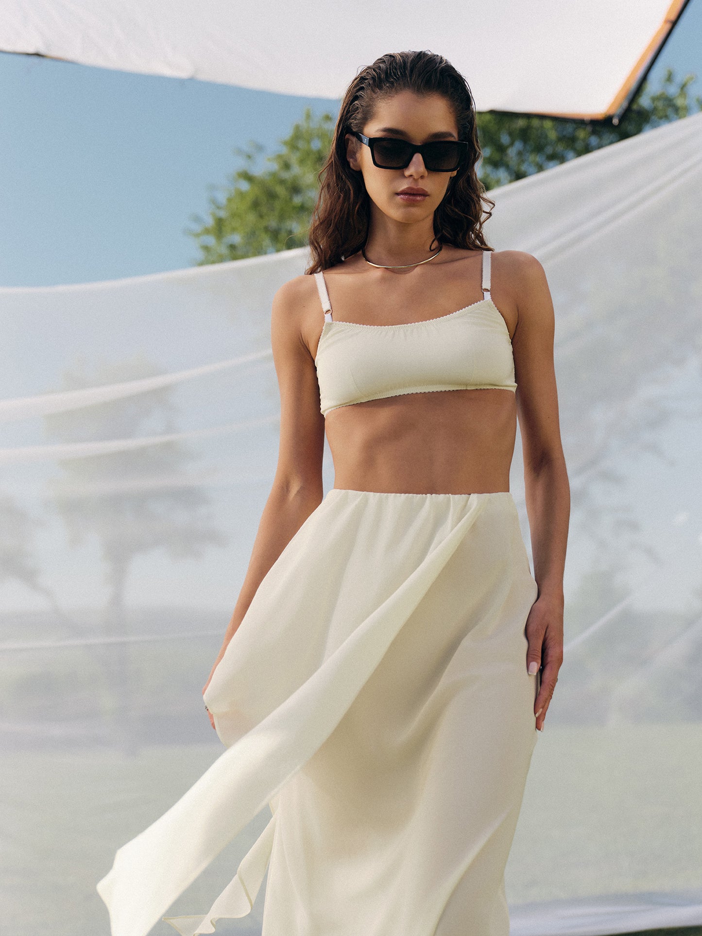 The Muse maxi layered silk skirt