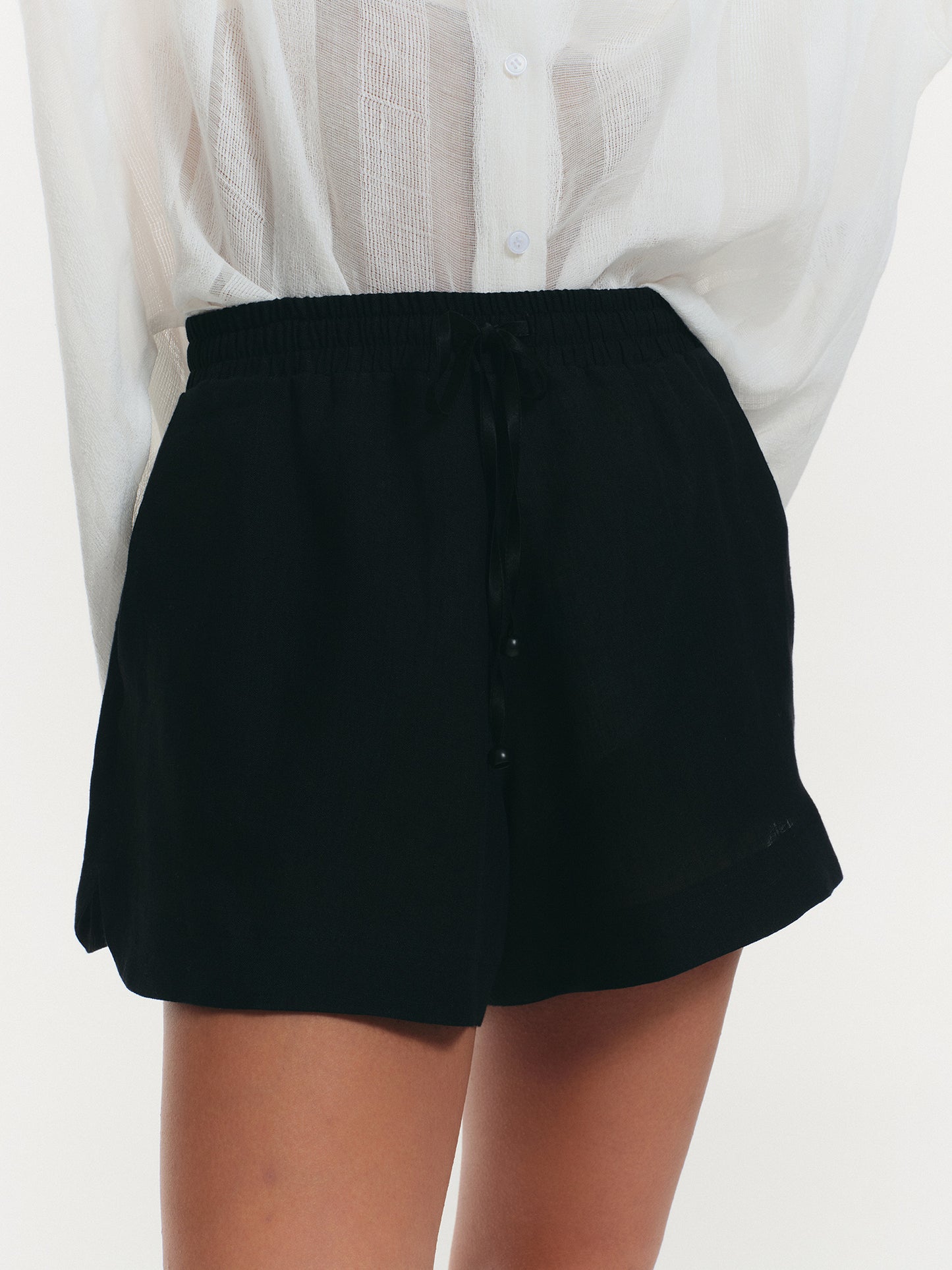 Boxer shorts in black linen silk blend