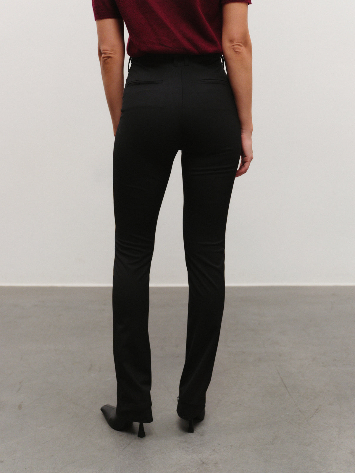 Bottom zipper high-waist slim fit pants